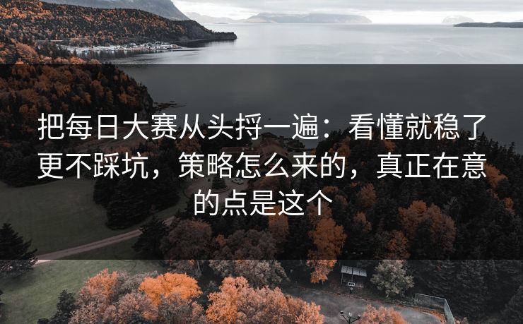 把<strong>每日大赛</strong>从头捋一遍：看懂就稳了更不踩坑，策略怎么来的，真正在意的点是这个